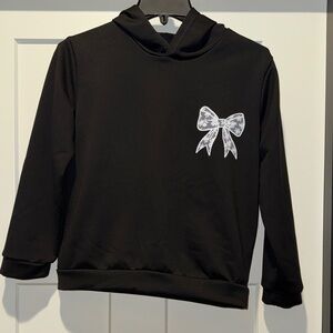 Kids Black Hoodie with White Bow